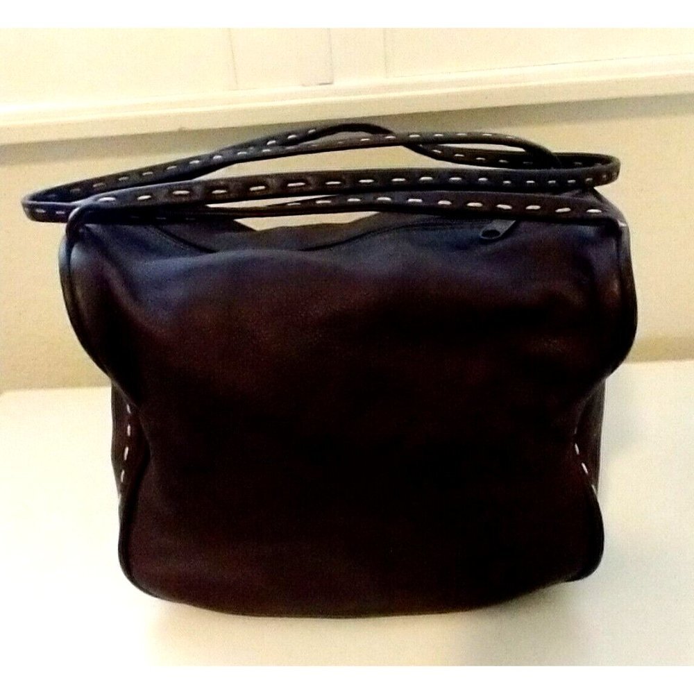 Unique Small Brown Leather "Cube" Handbag Satchel Single Compartment 8x7x6